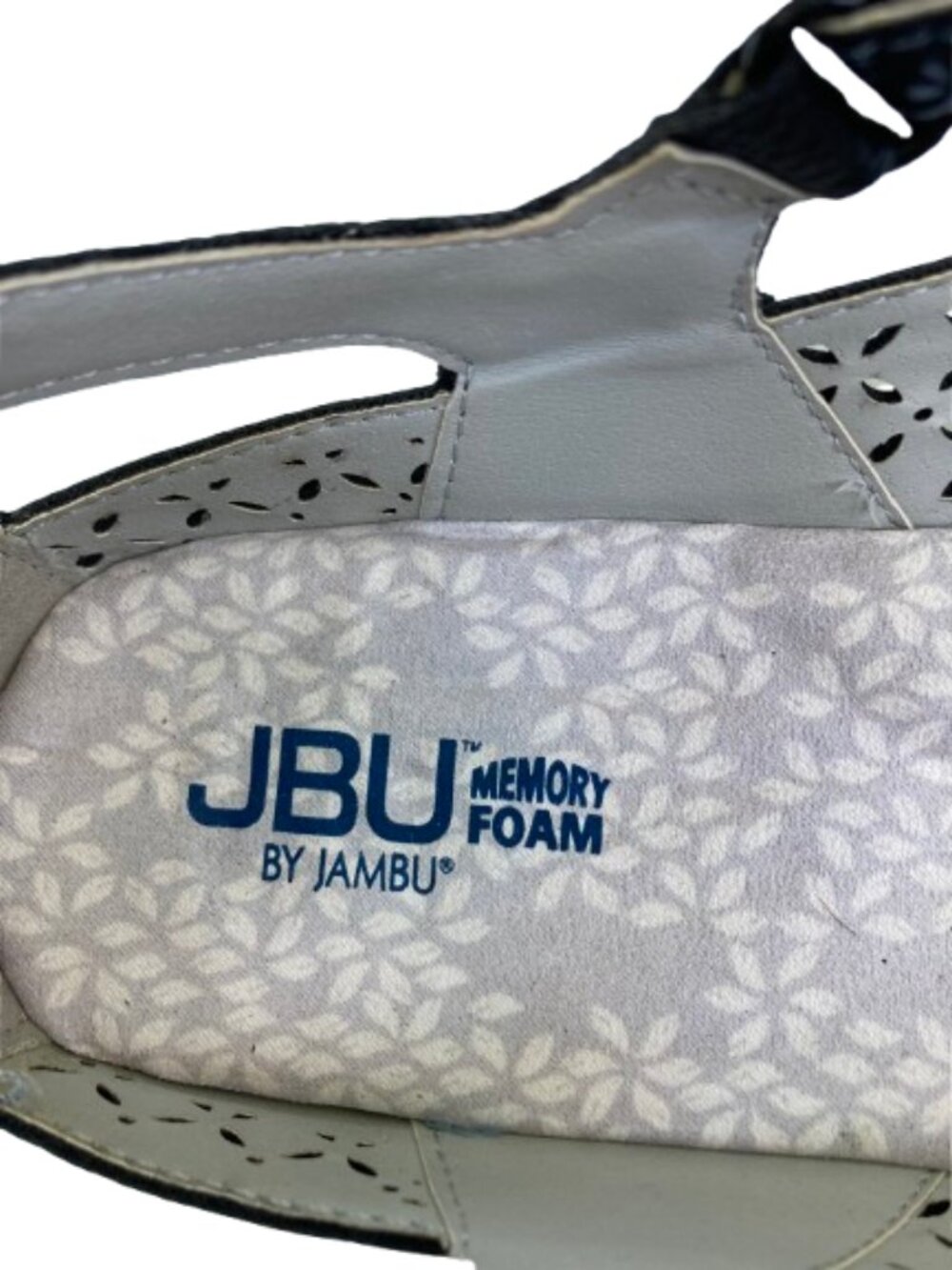 JBU Jambu Black Flats Perforated Comfort Mary Jane Floral Strap Vegan, Sz 9.5 - Picture 3 of 11
